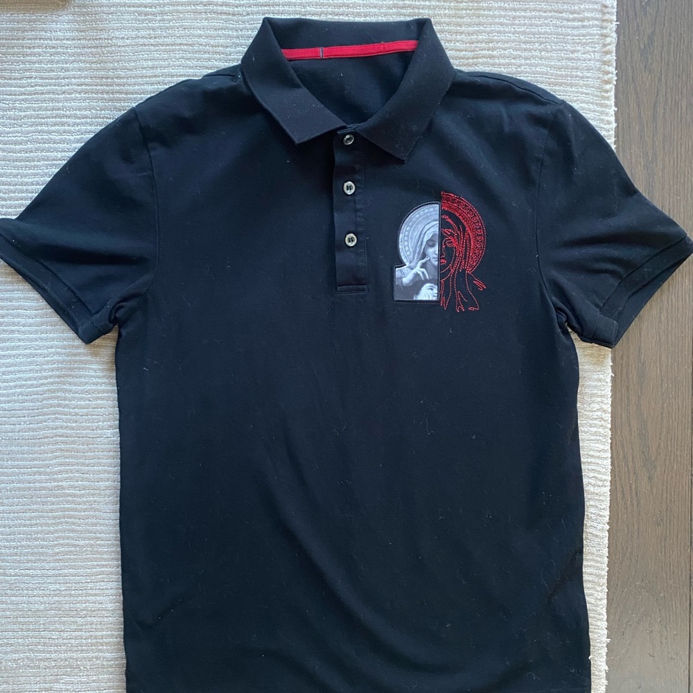 Givenchy Black and Red Polo Shirt with Graphic Design